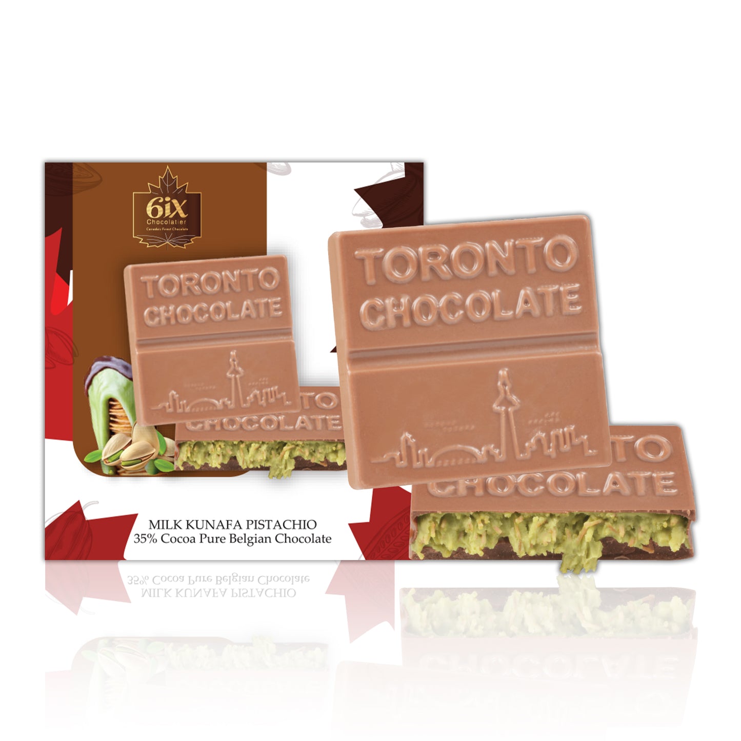 Dubai Inspired Pistachio Kunafe Chocolate Bites. 8 Pc Box