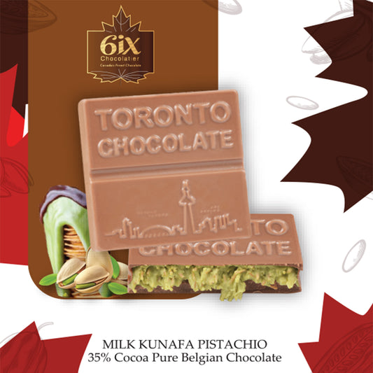 Dubai Inspired Pistachio Kunafe Chocolate Bites. 4 Pc Box