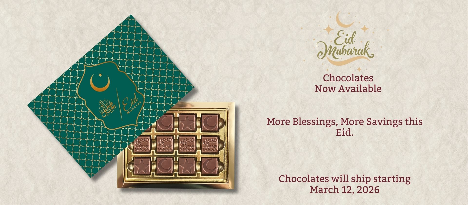Eid Mubarak Chocolates now avialable