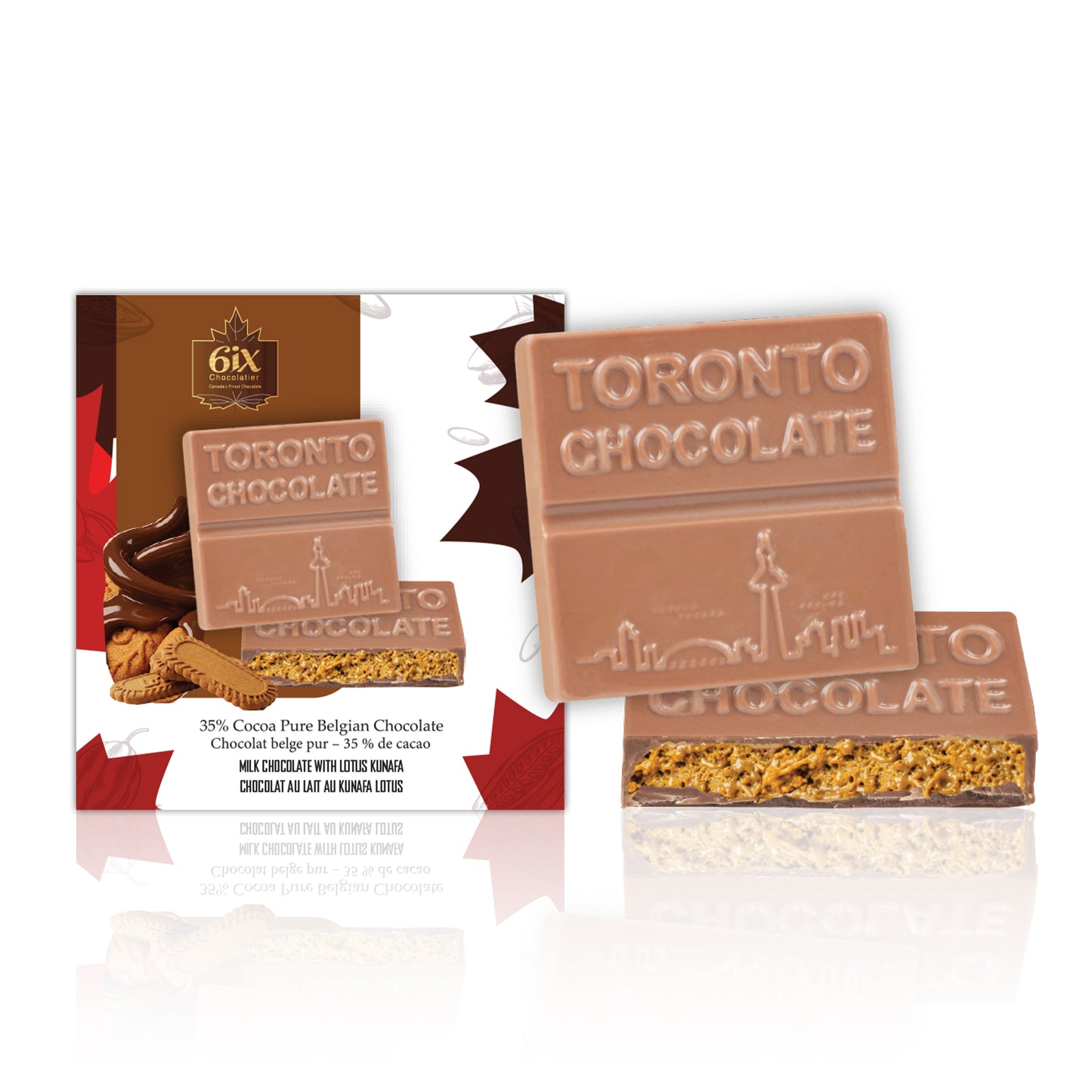 Lotus Kunafe Filled Belgian Chocolate Bites. 4 Pc Box