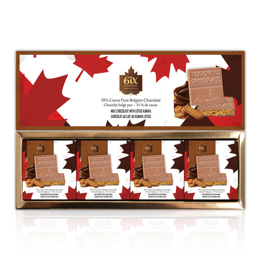 Lotus Kunafe Filled Belgian Chocolate Bites. 4 Pc Box